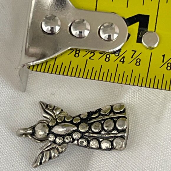 Silver Angel Pendant Charm Textured Design & Loop For Necklace Or Bracelet - Picture 6 of 6